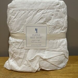 Pottery Barn Kids White Full Jupannage Ruffle Bed Skirt‎ New 18" Drop Cotton